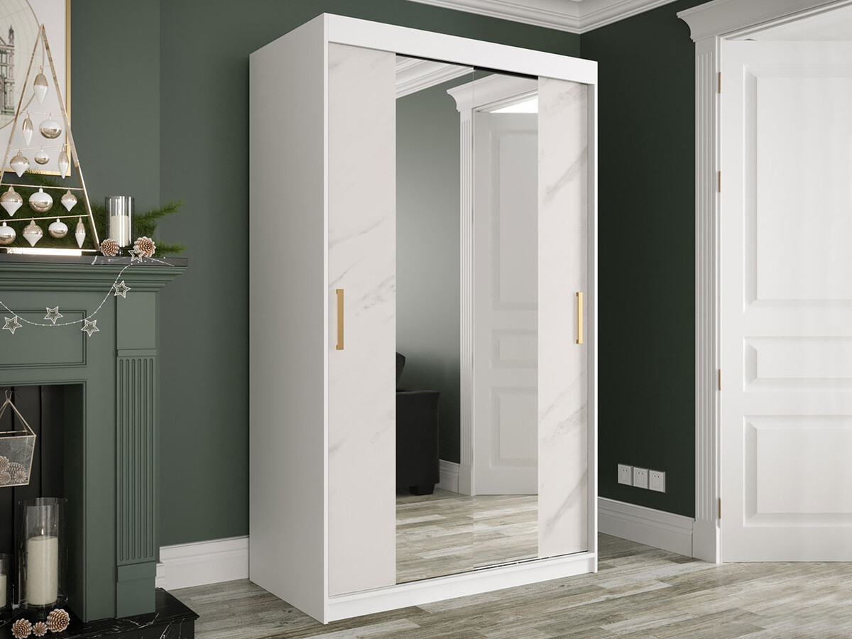 Armario Hartford 253 (Mate blanco + Mármol blanco)