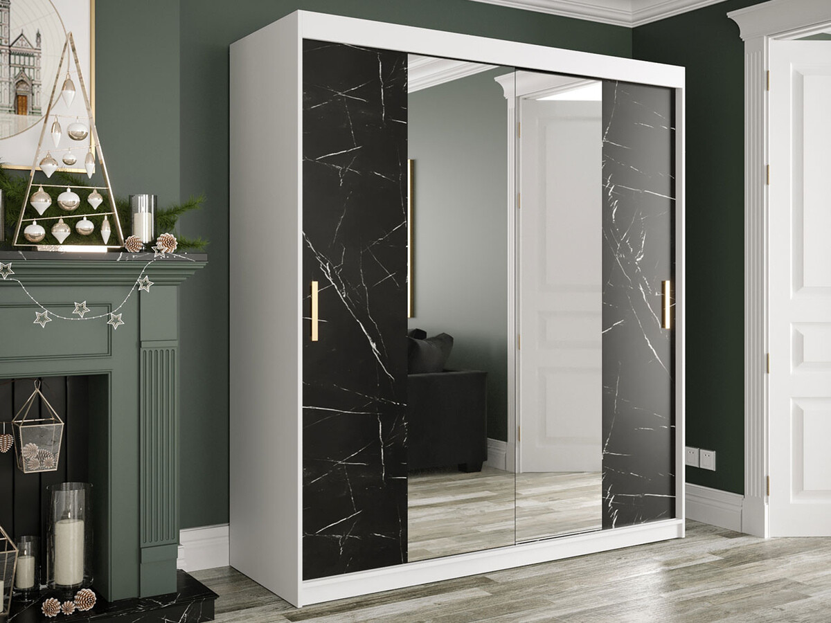 Armario Hartford 255 (Mate blanco + Mármol negro)