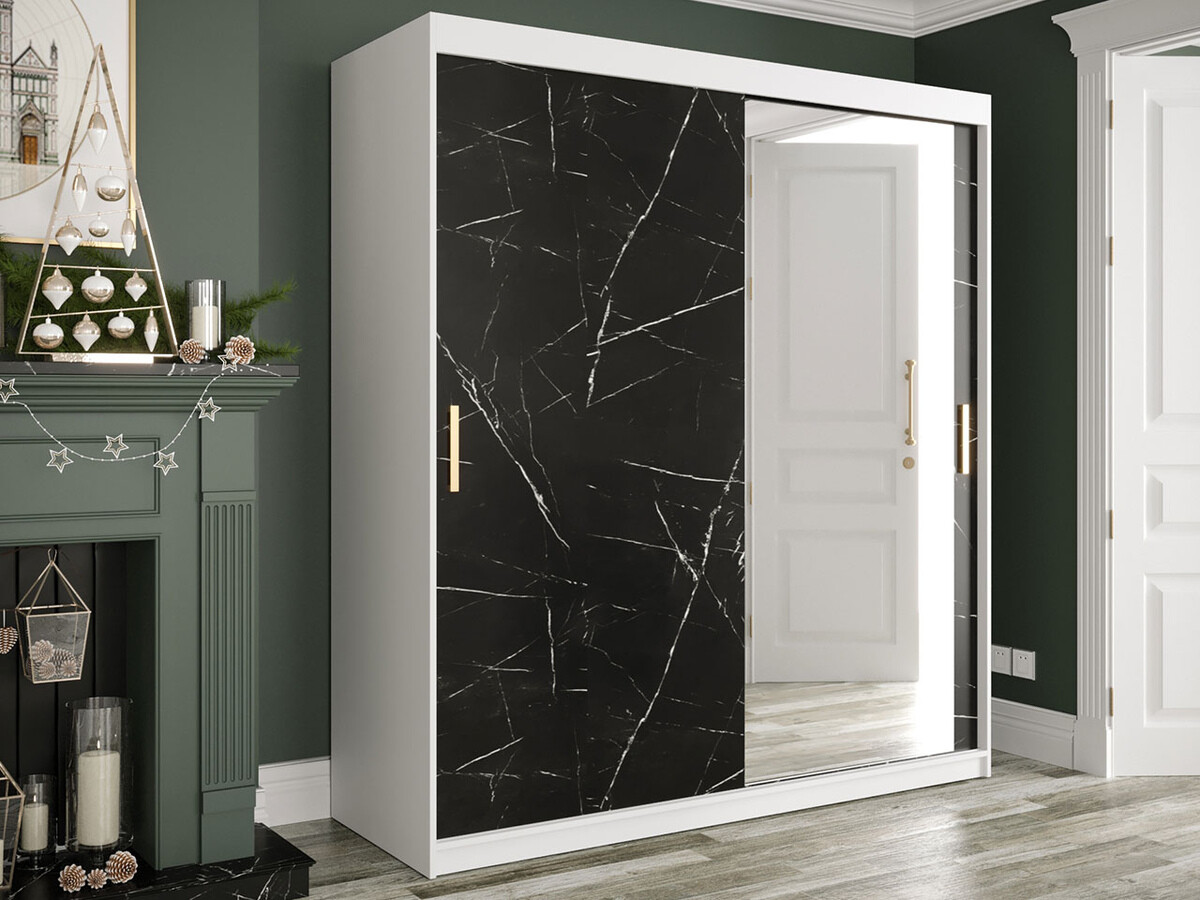 Armario Hartford 261 (Mate blanco + Mármol negro)