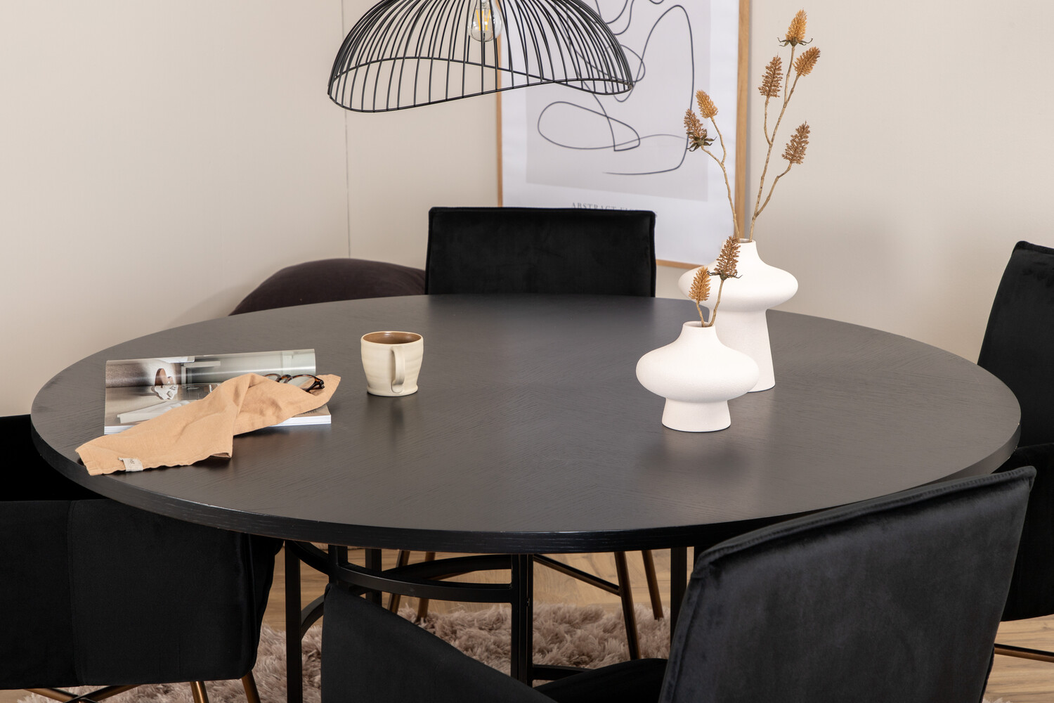 Conjunto de comedor Dallas 2337 (Negro + Latón)