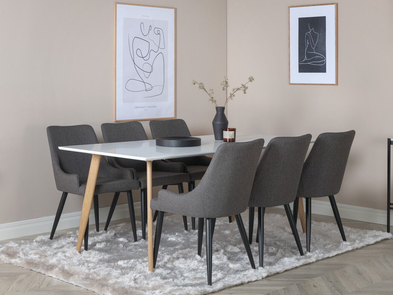 Conjunto de comedor Dallas 357 (Gris oscuro + Negro)