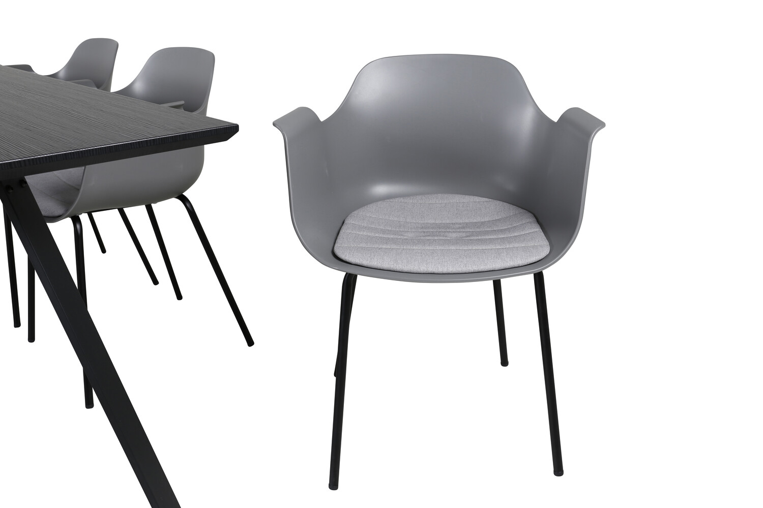 Conjunto de comedor Dallas 2478 (Gris + Negro)