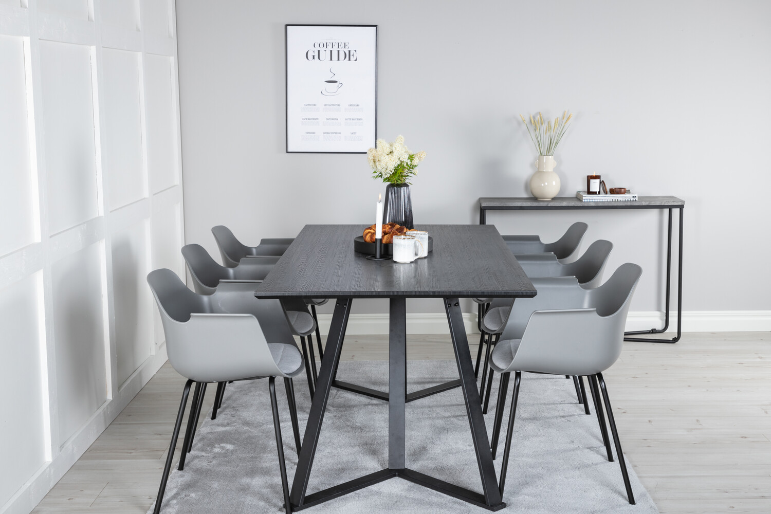 Conjunto de comedor Dallas 2478 (Gris + Negro)