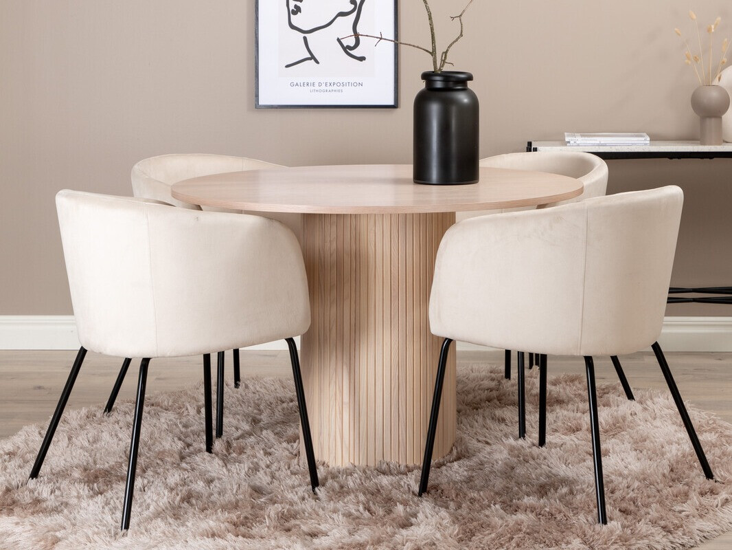 Conjunto de mesas y sillas para comedor Dallas 2557 (Crema + Negro)