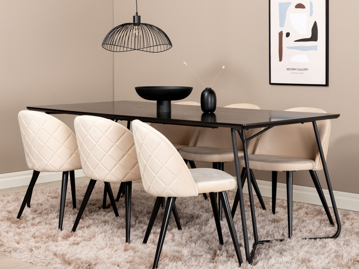 Conjunto de mesas y sillas para comedor Dallas 2723 (Beige + Negro)