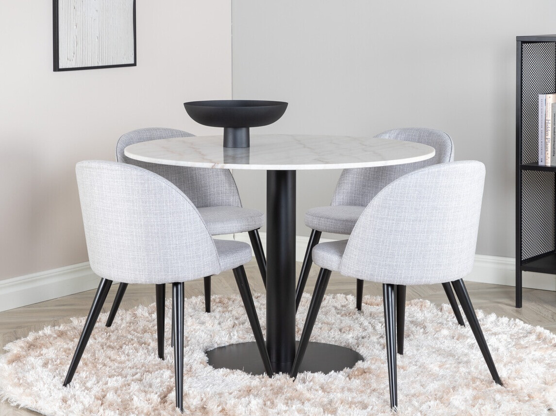 Conjunto de comedor Dallas 2572 (Negro + Gris claro)