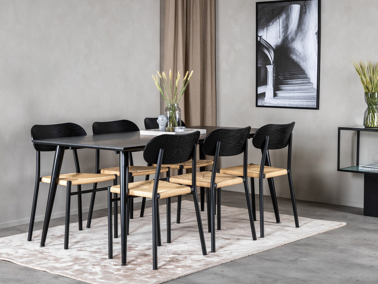 Conjunto de mesas y sillas para comedor Dallas 2574 (Negro + Marrón)