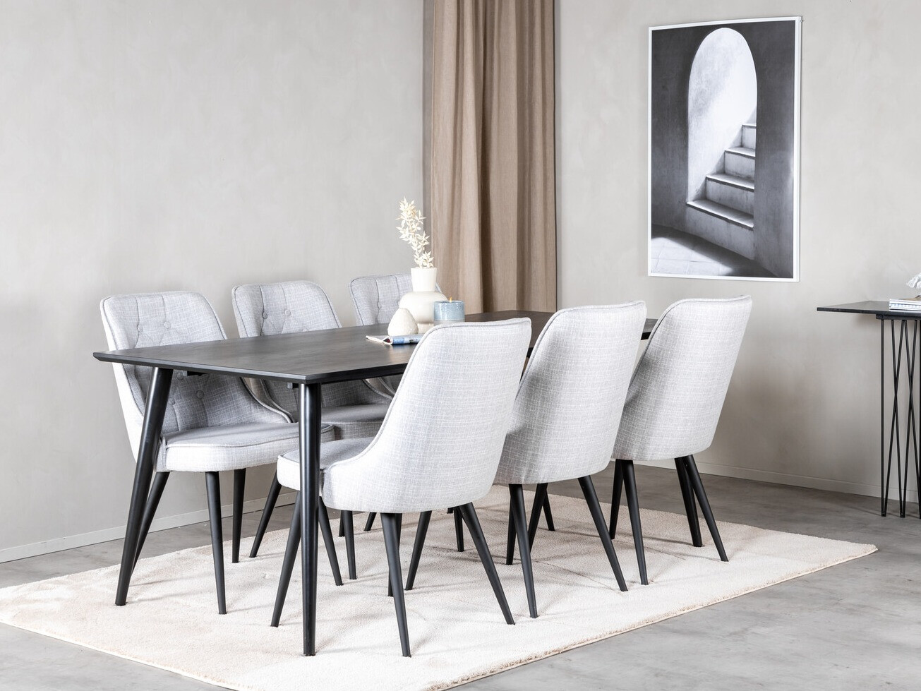 Conjunto de mesas y sillas para comedor Dallas 2593 (Gris claro + Negro)