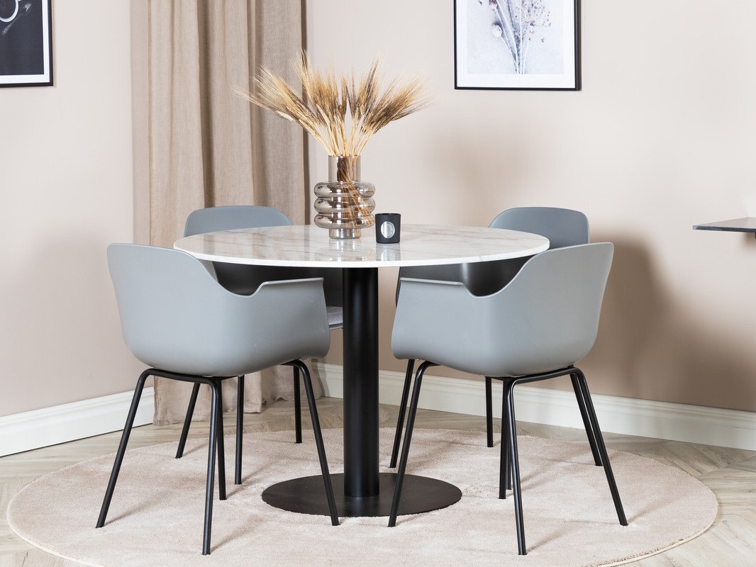 Conjunto de comedor Dallas 2606 (Gris + Negro + Blanco)
