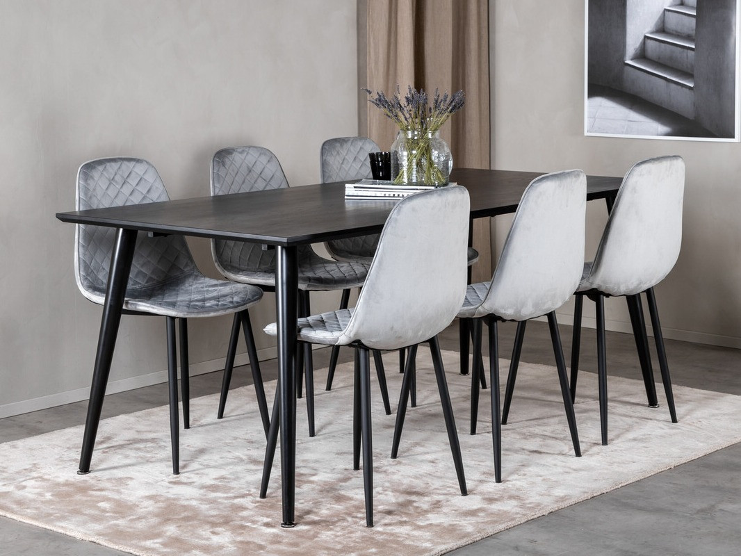 Conjunto de mesas y sillas para comedor Dallas 2596 (Gris + Negro)