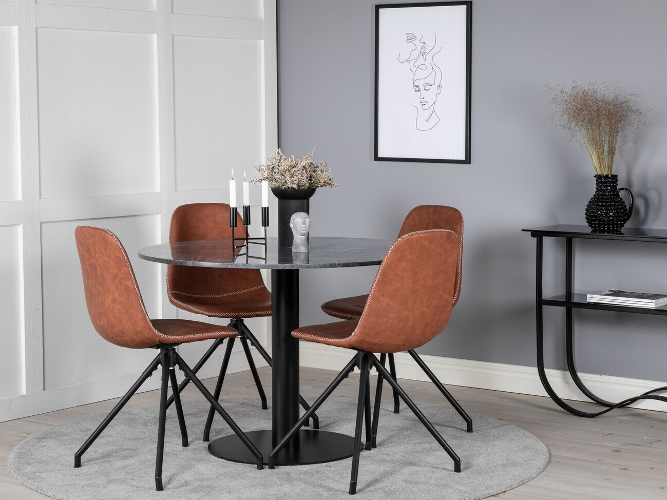 Conjunto de mesas y sillas para comedor Dallas 2629 (Marrón + Negro)