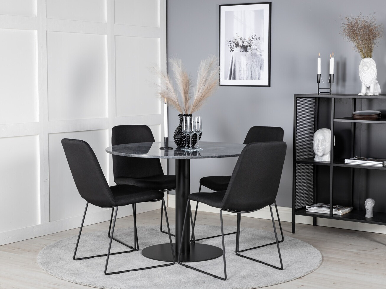 Conjunto de mesas y sillas para comedor Dallas 2631 (Negro)