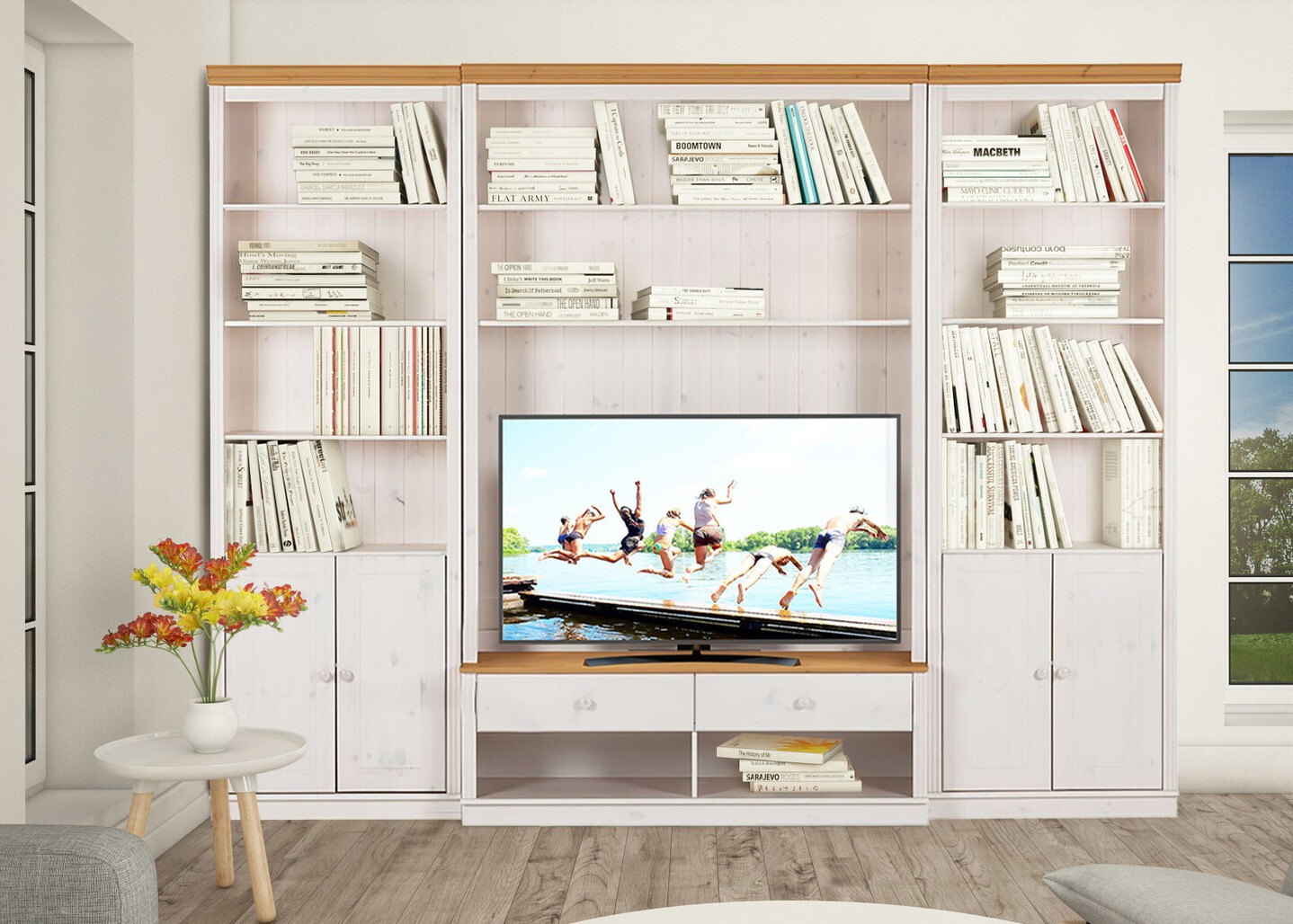 Conjunto de salón Saltoro 108 (Blanco + Miel de roble)