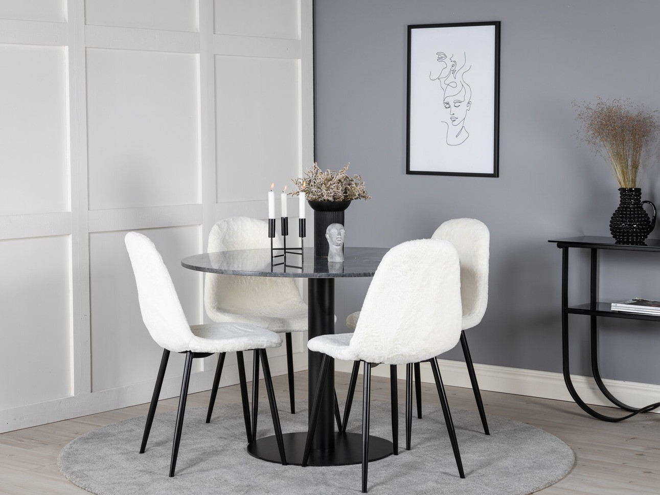 Conjunto de comedor Dallas 2627 (Blanco + Negro)