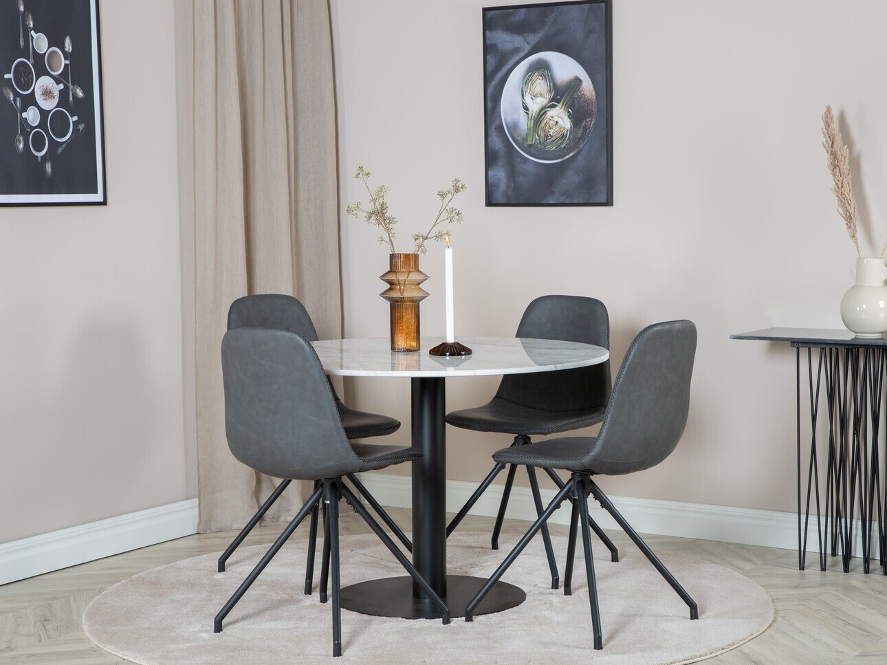 Conjunto de comedor Dallas 2674 (Gris + Negro)