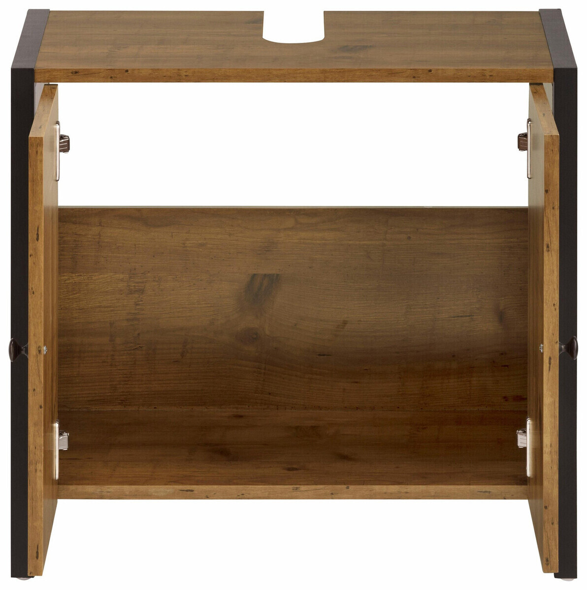 Conjunto de mueble de baño Larnovo 117 (Roble oscuro + Negro)