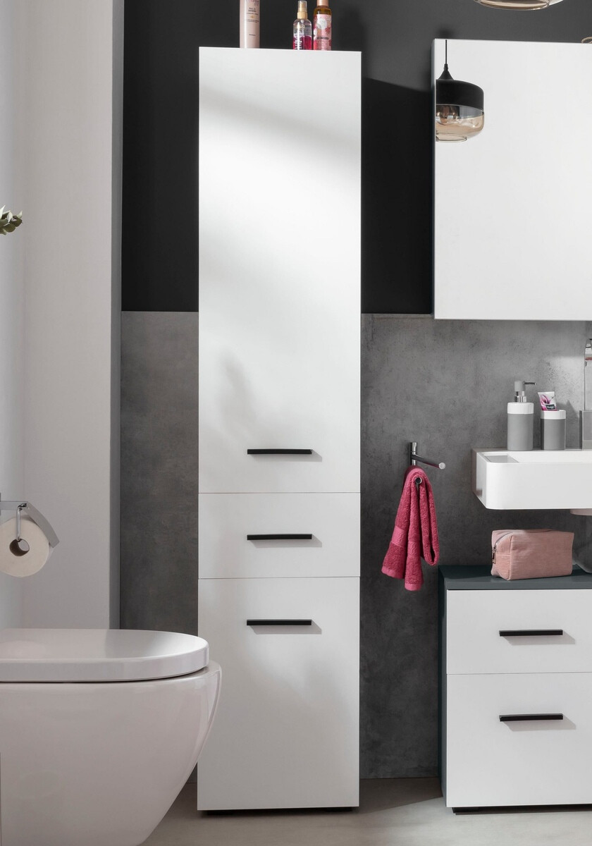 Armario de pie para baño Larlori 103 (Antracita + Blanco)