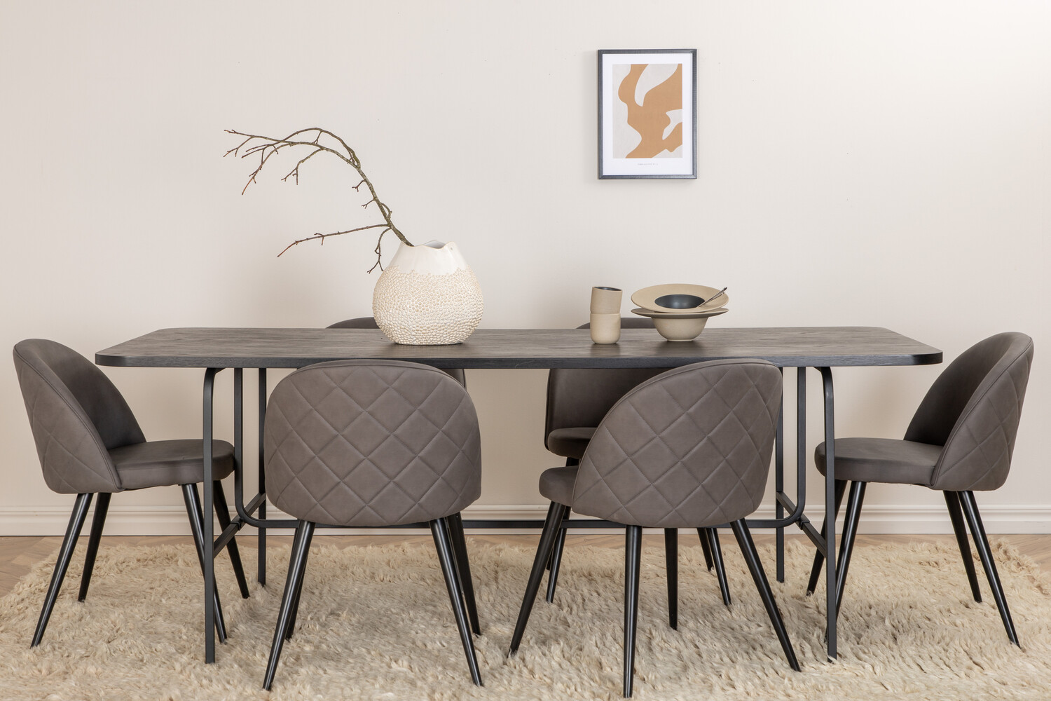 Conjunto de mesas y sillas para comedor Dallas 2784 (Gris + Negro)