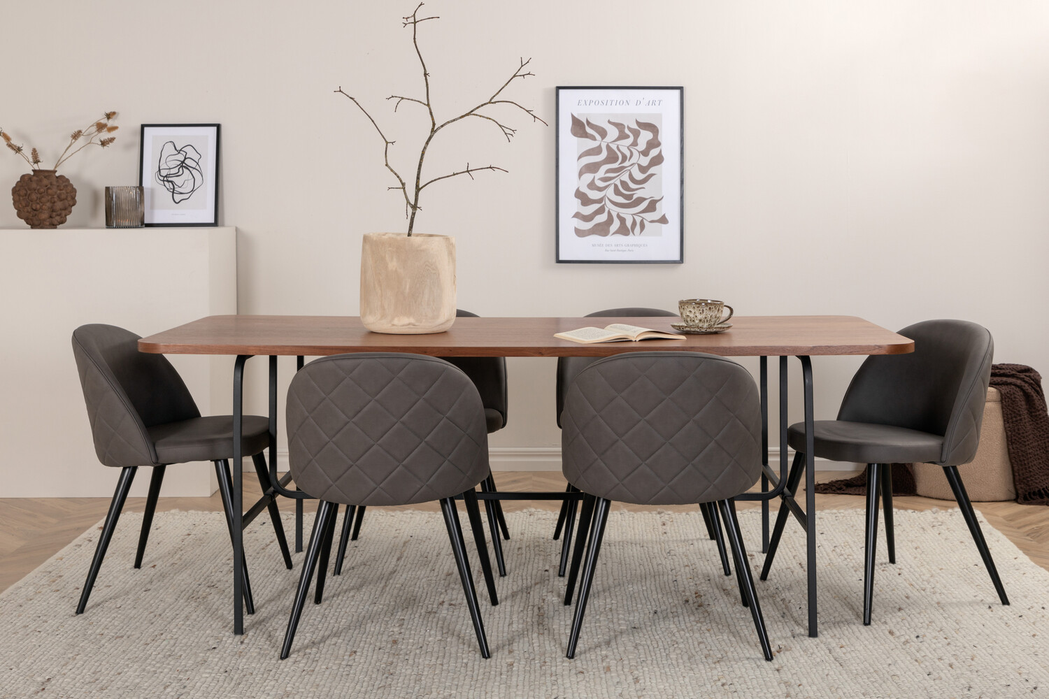 Conjunto de mesas y sillas para comedor Dallas 2785 (Gris + Negro)