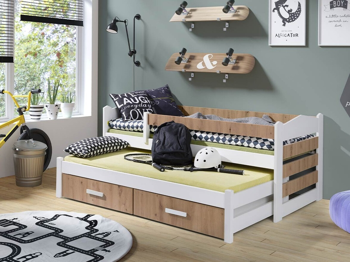Cama Henderson 140 (Blanco + Roble Artisan)