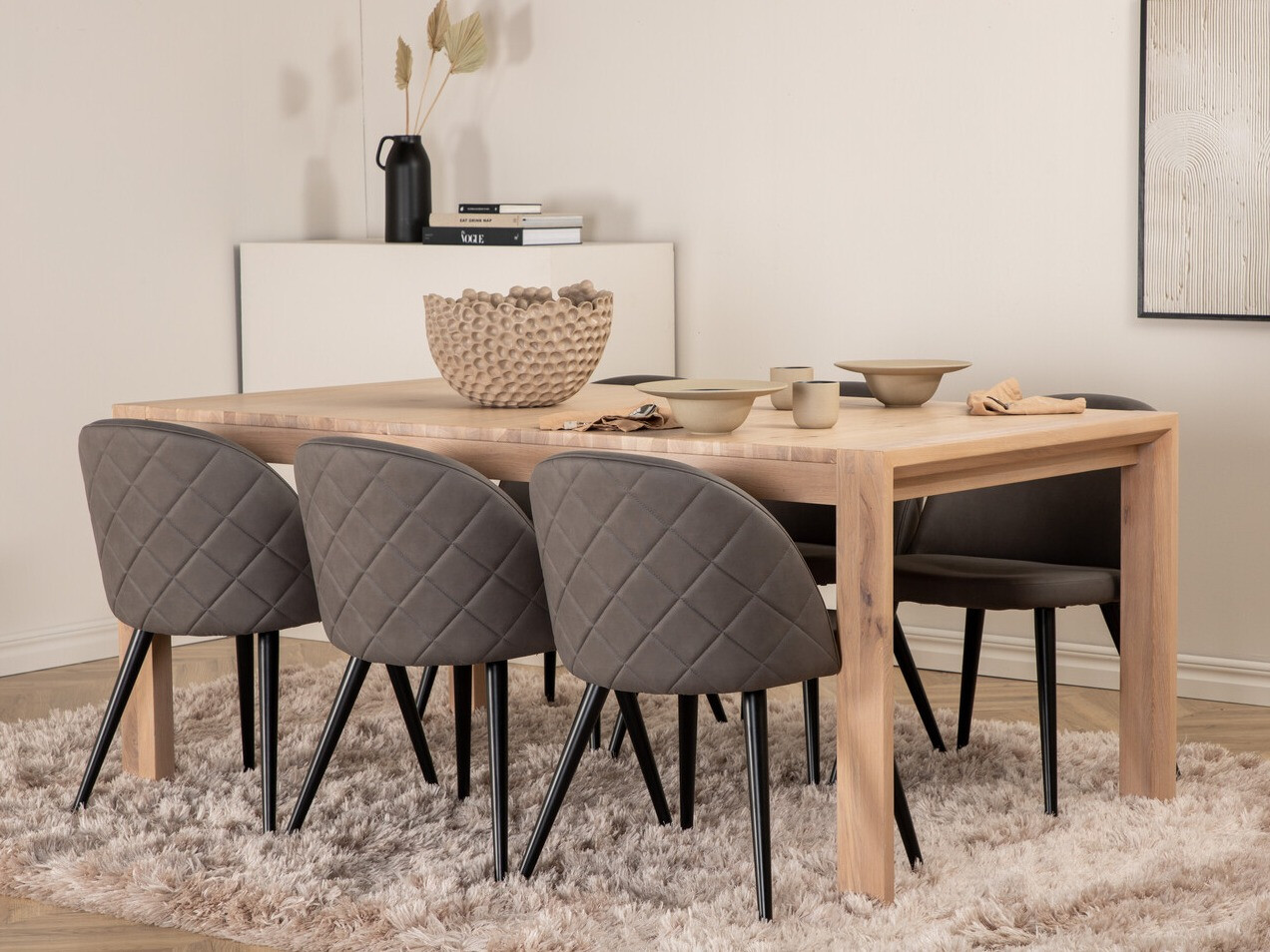 Conjunto de mesas y sillas para comedor Dallas 2952 (Gris + Negro)