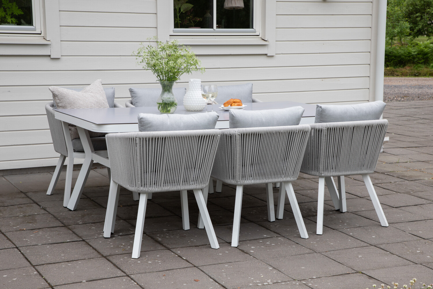 Conjunto de mesa y sillas Dallas 3020 (Blanco + Gris)