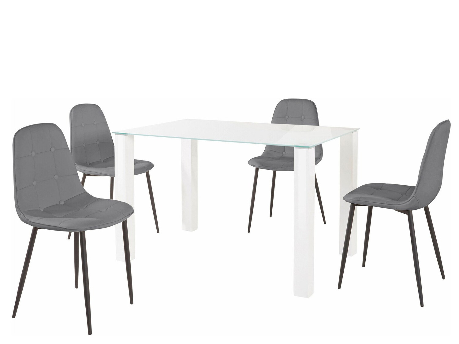 Conjunto de comedor Denton 267 (Blanco + Gris + Negro)