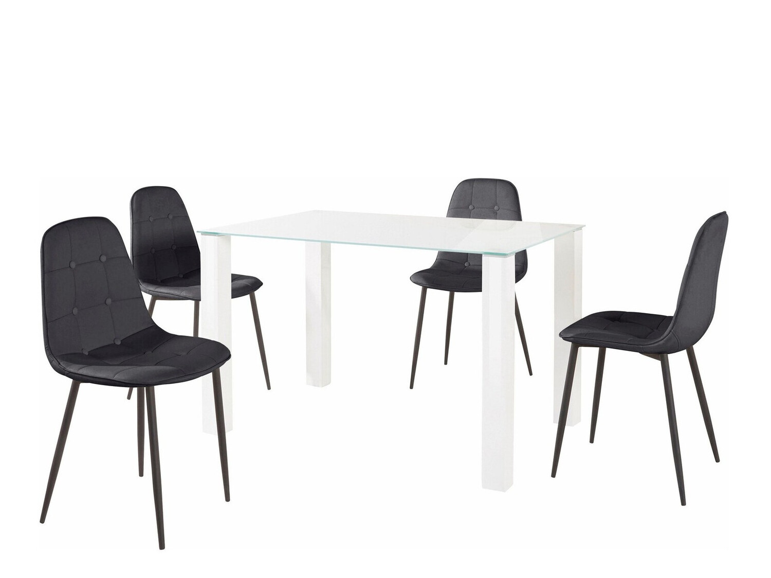 Conjunto de mesas y sillas para comedor Denton 267 (Blanco + Negro)