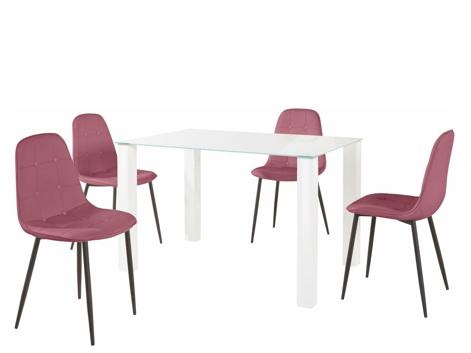 Conjunto de mesas y sillas para comedor Denton 267 (Blanco + Rosa + Negro)