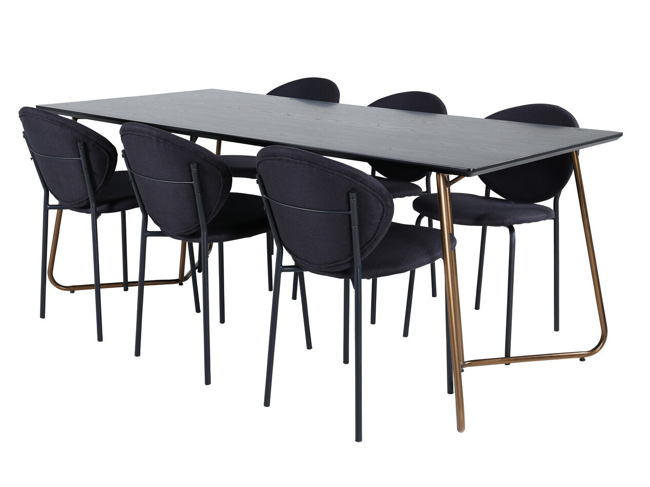 Conjunto de mesas y sillas para comedor Dallas 3040 (Negro + Cobre)