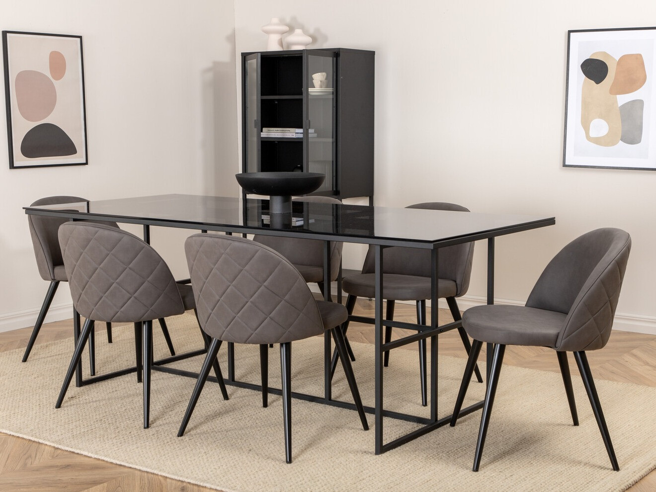 Conjunto de mesas y sillas para comedor Dallas 3042 (Gris oscuro + Negro)