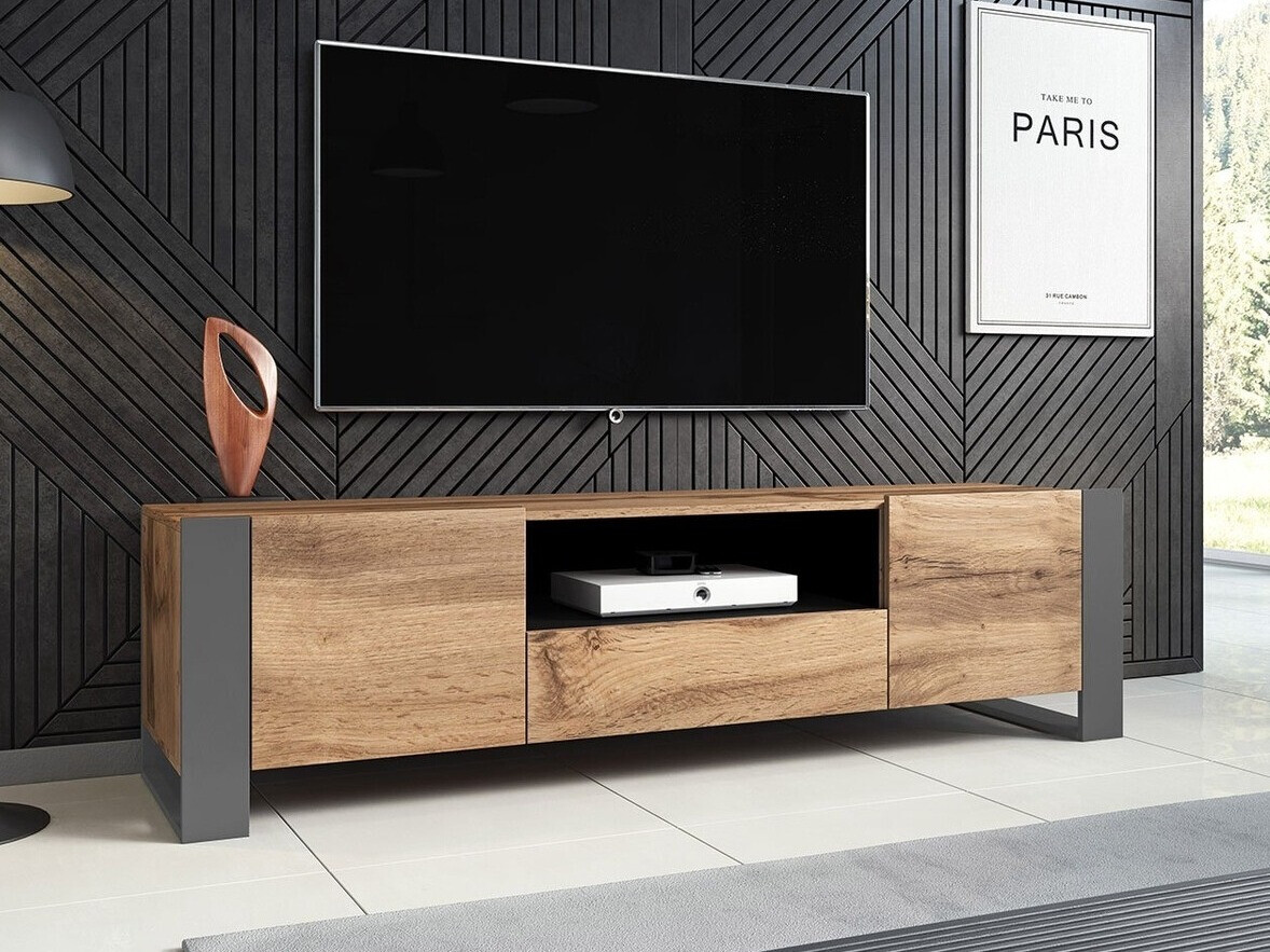 Mueble TV Nolvoi 100 (Roble wotan + Antracita)