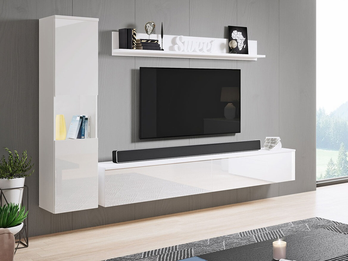 Conjunto de salón Sarasota 130 (Blanco + Blanco brillante)