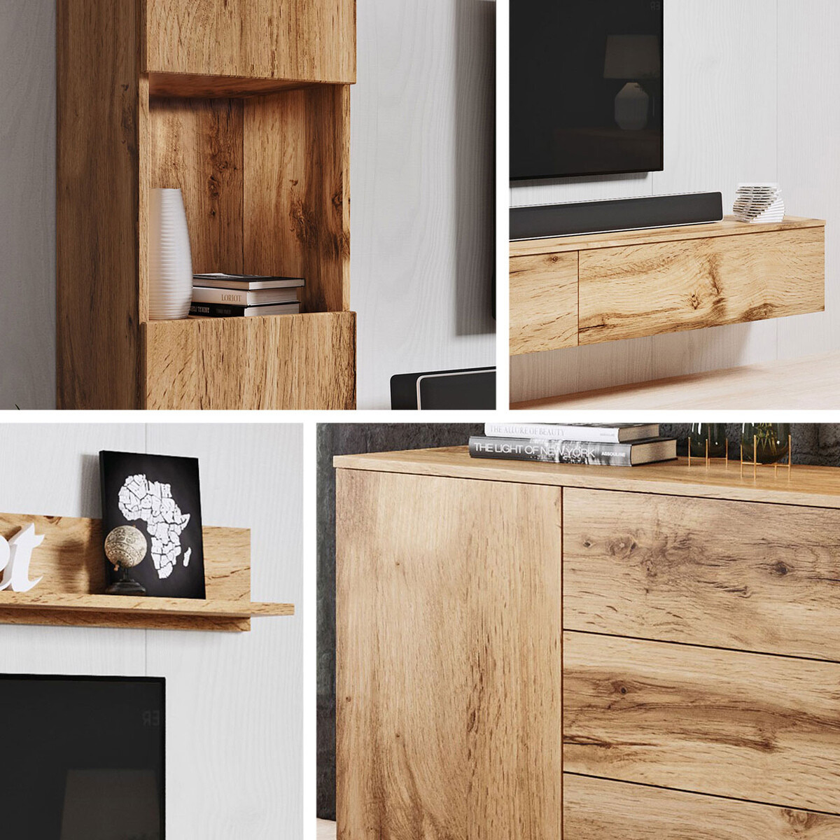 Conjunto de salón Sarasota 132 (Roble wotan)