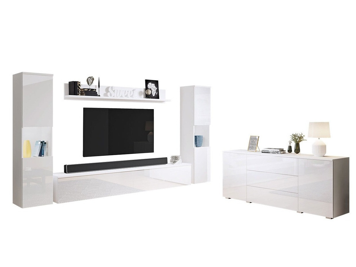 Conjunto de salón Sarasota 133 (Blanco + Blanco brillante)