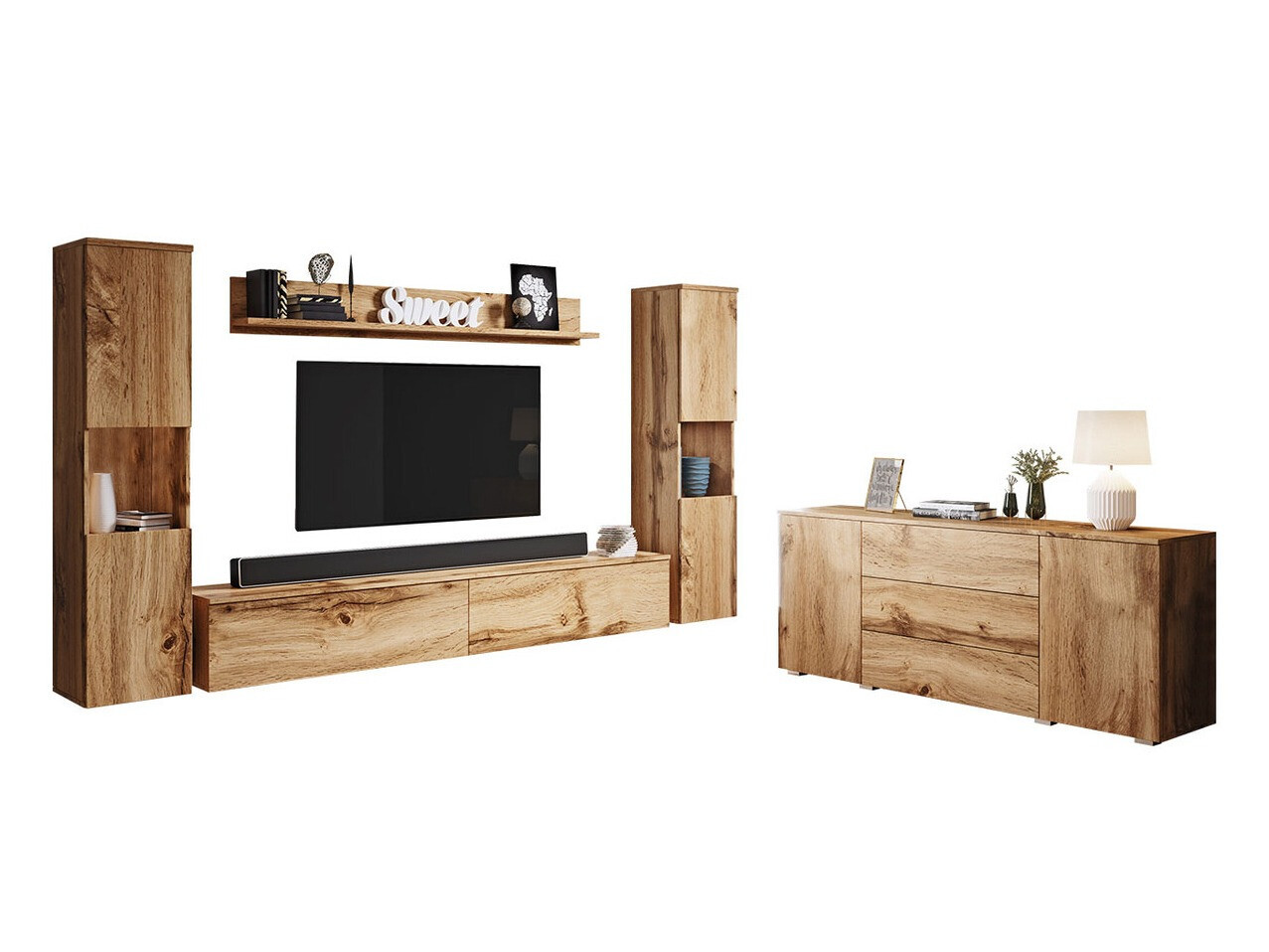 Conjunto de salón Sarasota 133 (Roble wotan)