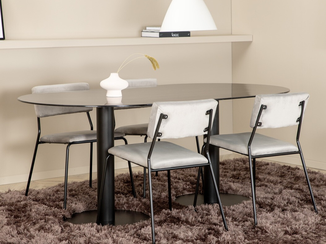 Conjunto de comedor Dallas 3056 (Gris + Negro)