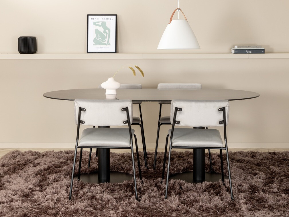 Conjunto de comedor Dallas 3056 (Gris + Negro)