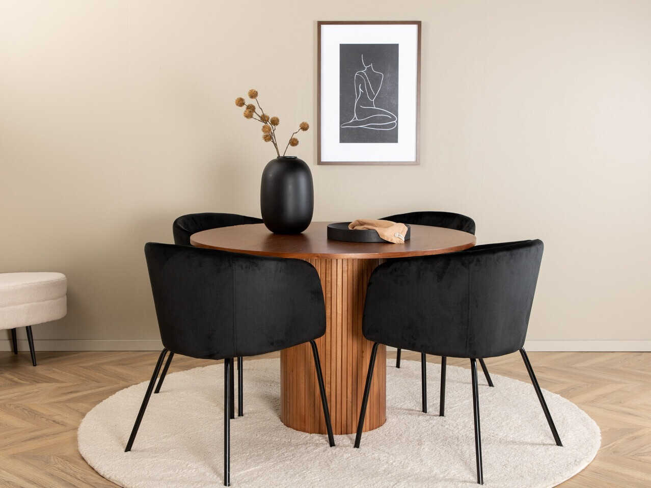 Conjunto de mesas y sillas para comedor Dallas 3054 (Negro)