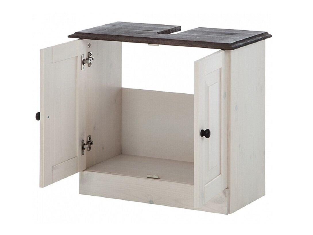 Armario de baño de pie para lavabo Deletri 101 (Blanco + Havana Roble)