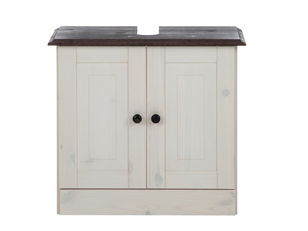 Armario de baño de pie para lavabo Deletri 101 (Blanco + Havana Roble)