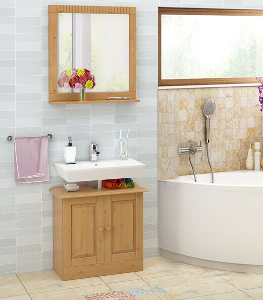 Armario de baño de pie para lavabo Deletri 101 (Pino)