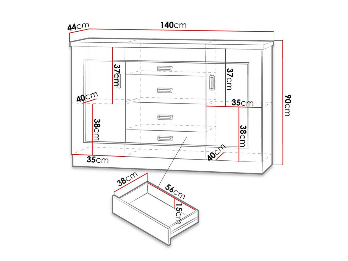 Cómoda Lircava 105 (Roble envejecido)