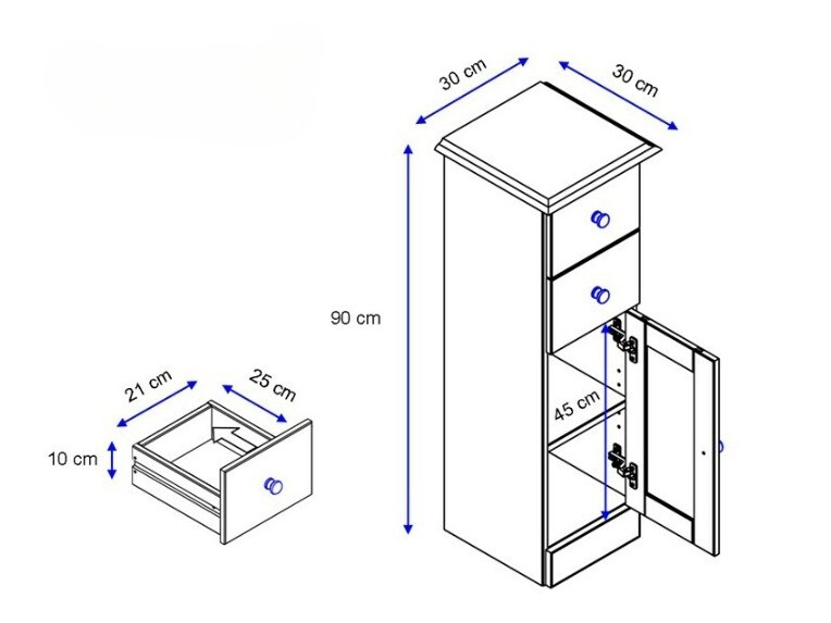 Armario de pie para baño Deletri 110 (Blanco + Havana Roble)