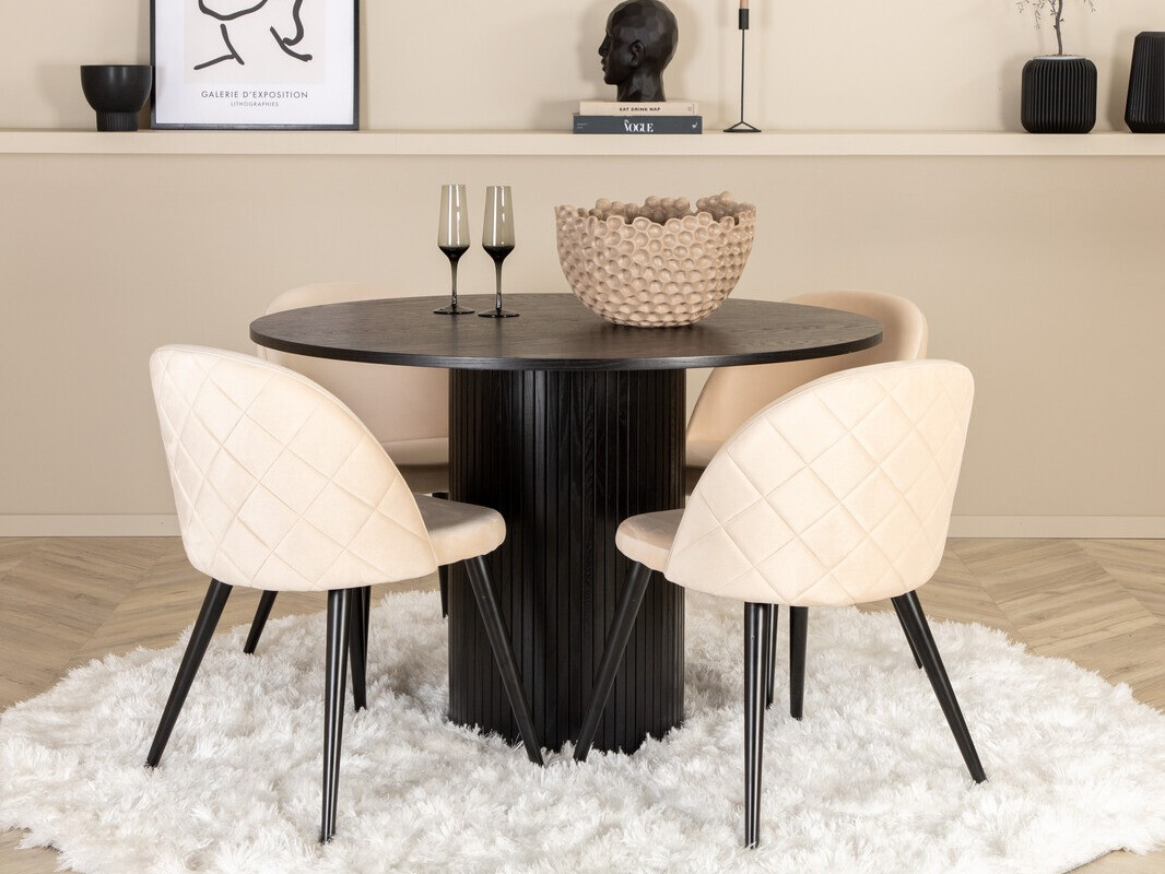 Conjunto de mesas y sillas para comedor Dallas 3070 (Crema + Negro)