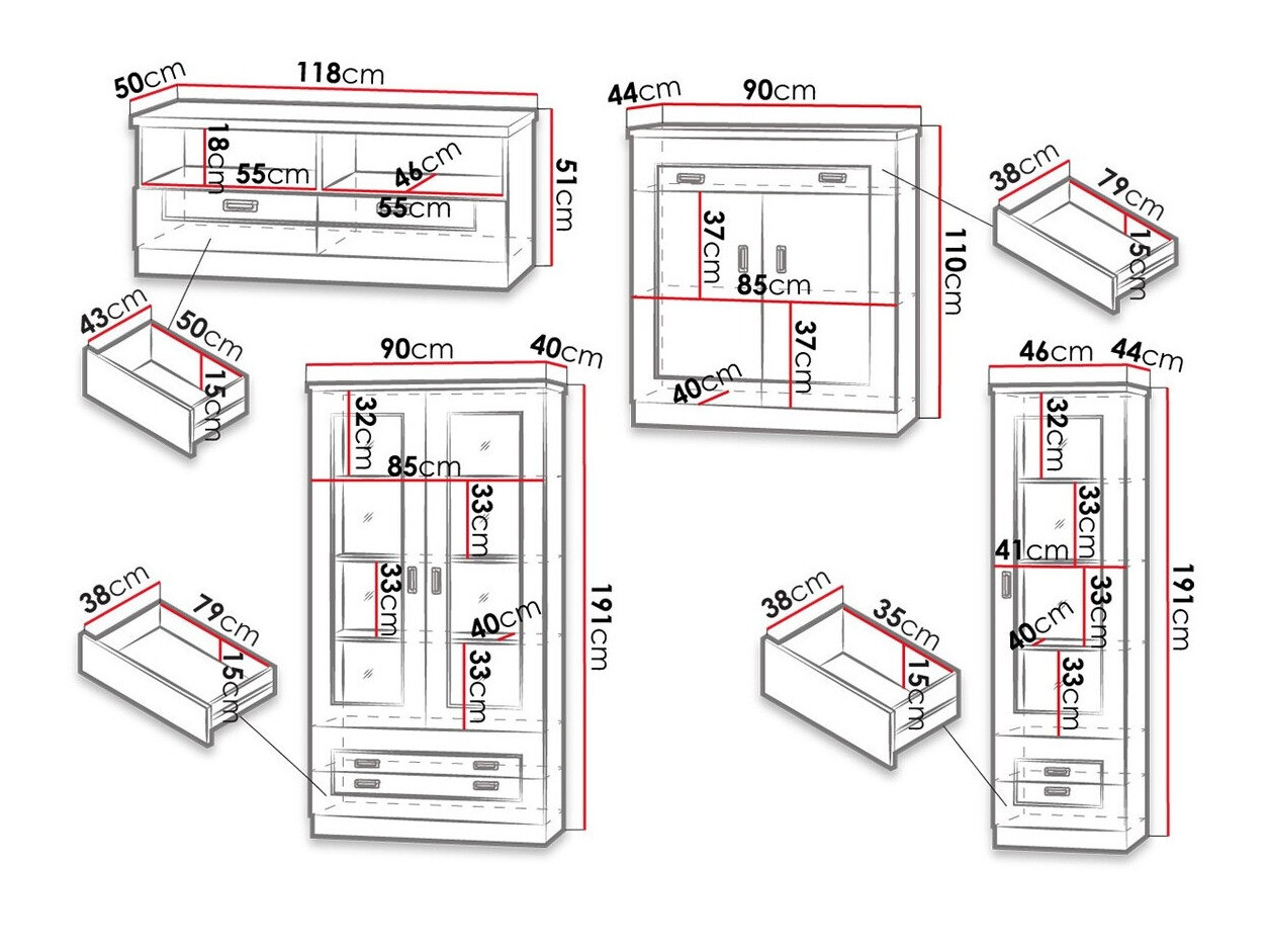 Conjunto de salón Lircava 119 (Roble envejecido)