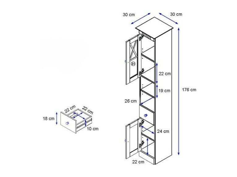 Armario de pie para baño Deletri 104 (Pino)