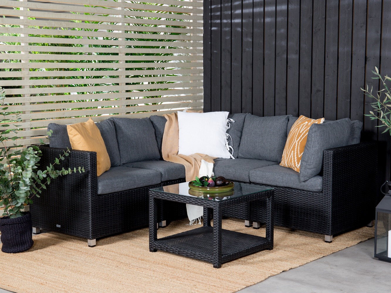 Conjunto de muebles de exterior Dallas 772 (Negro + Gris)