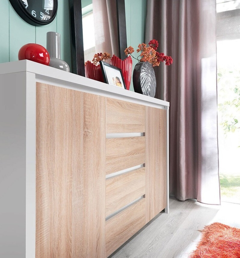 Cómoda Nolroma 103 (Blanco + Roble Sonoma)