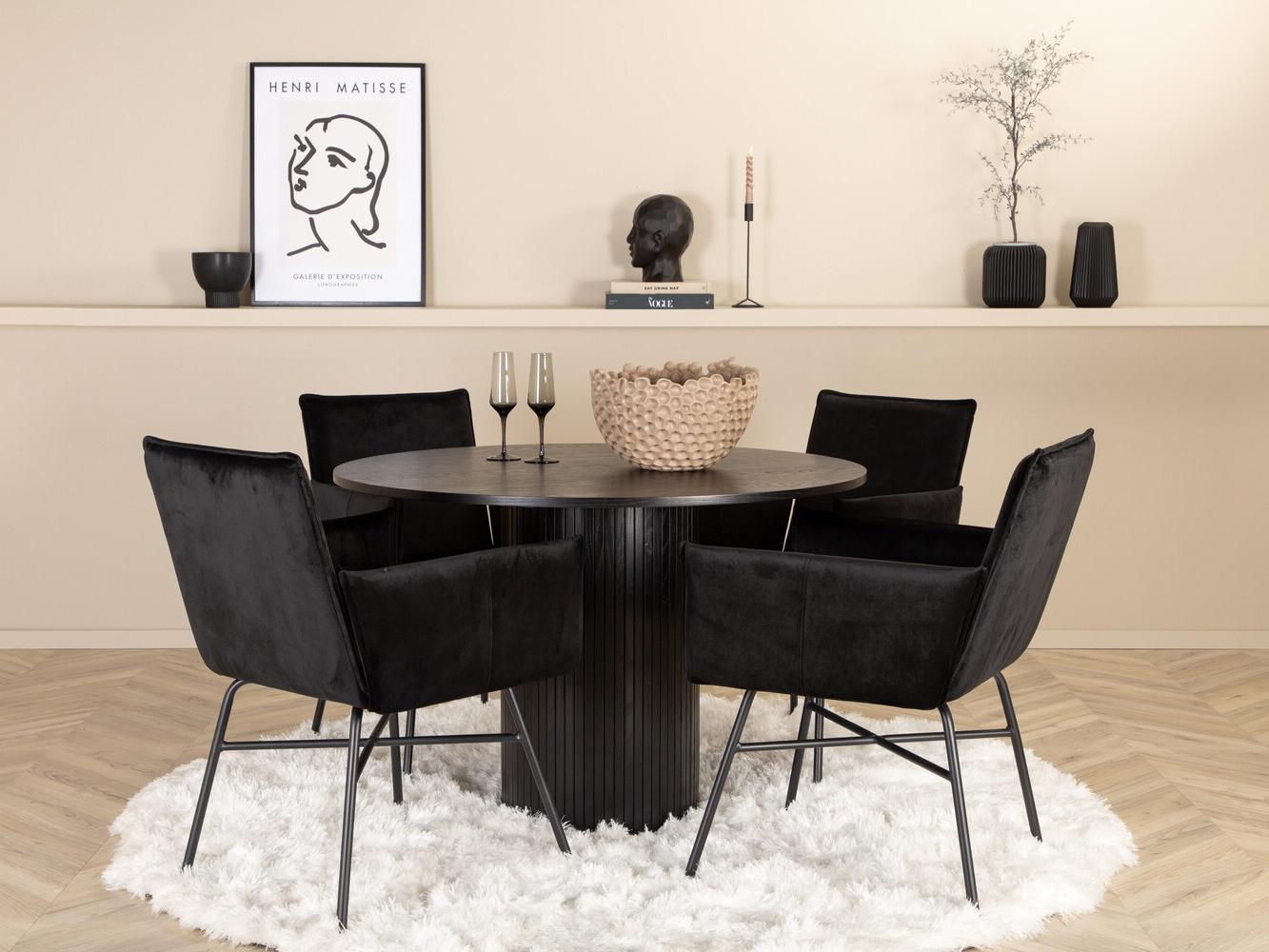 Conjunto de mesas y sillas para comedor Dallas 3092 (Negro)